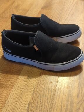 Nike Black Slip-On Canvas Loafers with White Sole